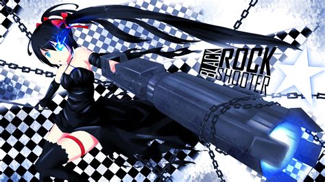 Black Hair Black Rock Shooter Blue Eyes Chain Dress Gun Katana Kuroi