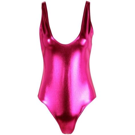 Boohoo Miami Metallic Scoop Swimsuit 32 Liked On Polyvore Featuring Swimwear Bikinis