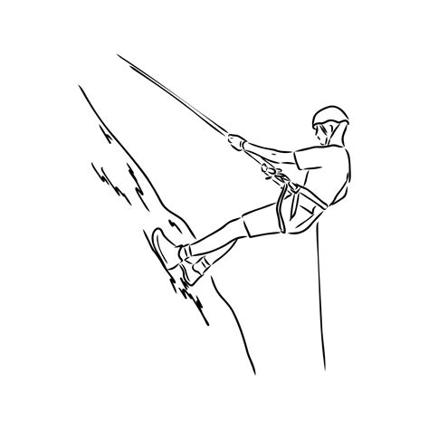 Premium Vector Climber Climbing A Cliff Rock Climber Vector Sketch