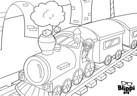 Dibujos De Blippi En El Tren Para Colorear Para Colorear Pintar E