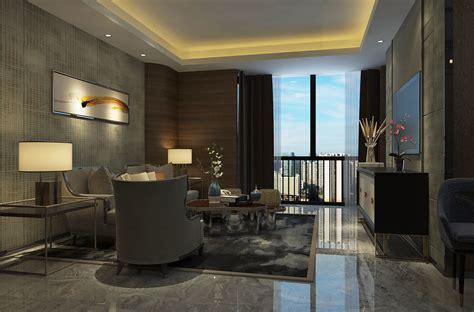 Modern Luxury Hotel Suite Living Room Design 3d Model