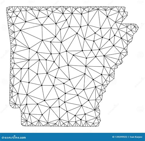 Polygonal Carcass Mesh Vector Map Of Arkansas State Stock Vector