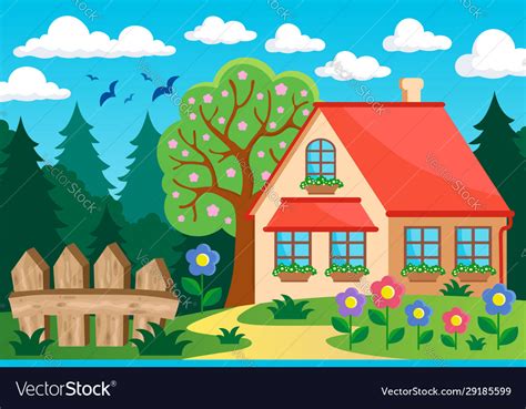 Garden And House Theme Background 3 Royalty Free Vector