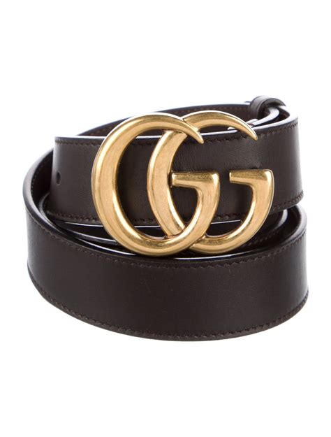 Gucci Double G Logo Leather Belt Brown Belts Accessories
