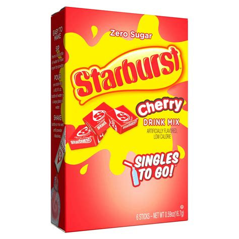 Starburst Singles To Go Zero Sugar Cherry Drink Mix 6 Count 059 Oz