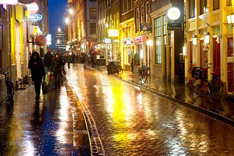 Amsterdam In The Rain Editorial Stock Image Image Of Night 45951464