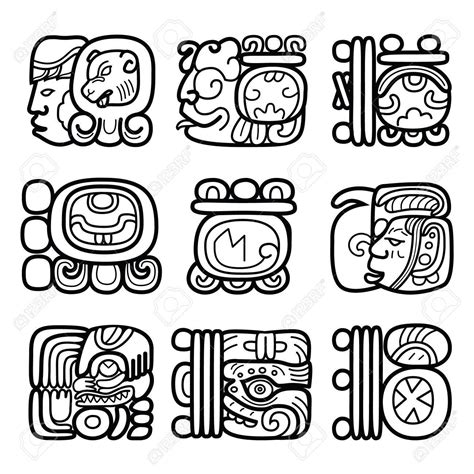 Maya Glyphs Writing System And Language Design Royalty Free Cliparts