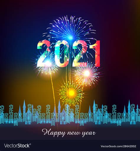 happy new year 2021 with firework background vector image