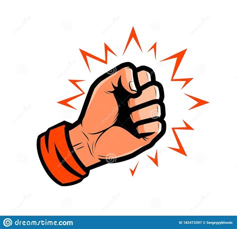 Strong Punch Fist Fight Power Vector Illustration Stock Vector