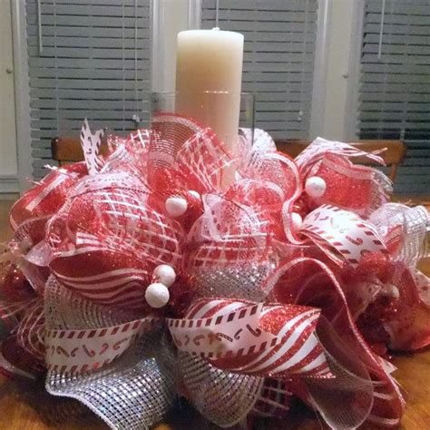 Christmas Centerpiece Christmas Wreath Pretty Red And White Etsy