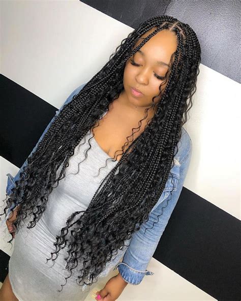 Knotless Box Braids With Curly Hair Fashion Style