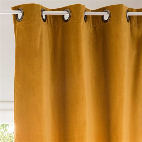 Single Mustard Yellow Velvet Curtain 140x300 Savora Maisons Du Monde