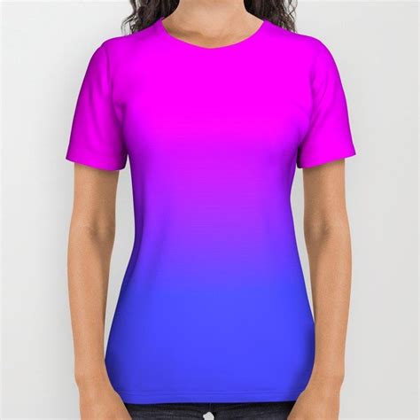 Neon Blue And Hot Pink Ombré Shade Color Fade All Over Print Shirt