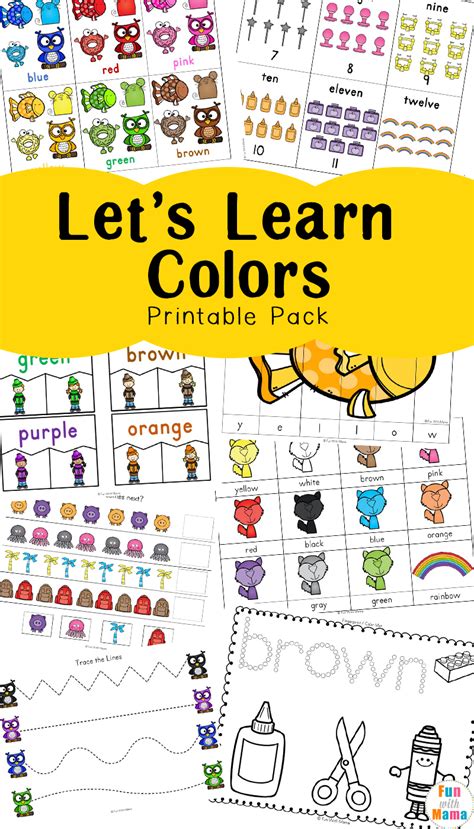 Learning Colors Worksheets Printable Crossword Puzzles Bingo Cards