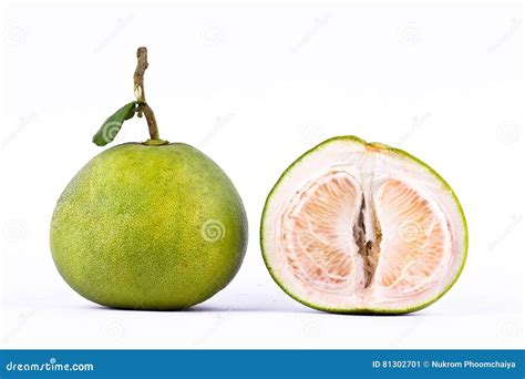 Fresh Green Pomelos And Pomelo Peeled On White Background Healthy Fruit