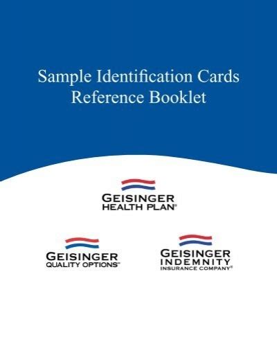 Sample Identification Cards Geisinger Health Plan