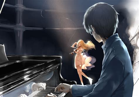 Anime Violin Girl And Piano Boy