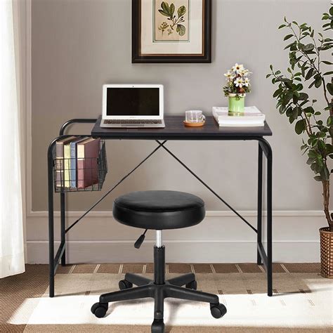 Kepooman 38 Inch Computer Table Sturdy Office Desk With Storage Basket