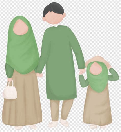Gambar Ayah Ibu Muslim Keluarga Kecil Putri Png Download Gratis