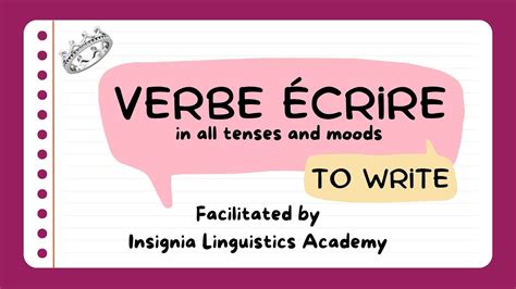 Verb Ecrire In All Tenses And Moods Learn French At The Best