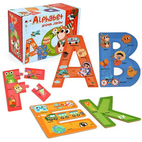 Synarry Wooden Alphabet Puzzles For Kids Ages 3 5 Abc Learning For