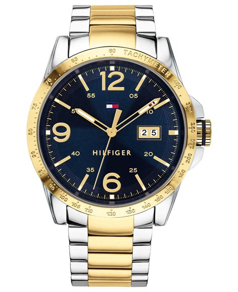 Tommy Hilfiger Mens Gold Tone Stainless Steel Bracelet Watch 44mm In