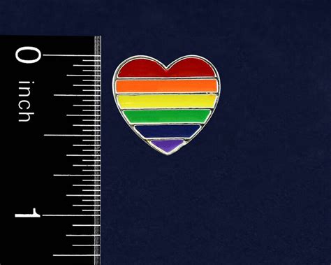 Rainbow Heart Gay Pride Pins Lgbtq Rainbow Striped Heart Etsy