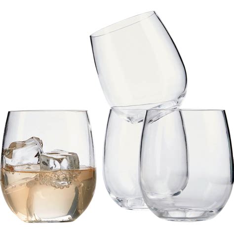 Martha Stewart Collection 4 Pc Clear Acrylic Stemless Wine Glass Set Beer Bar And Wine Glasses
