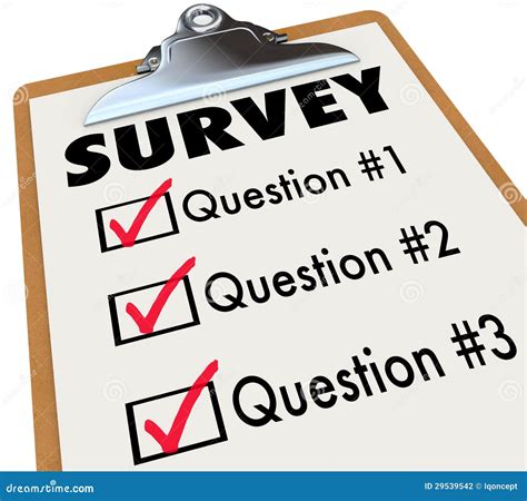 Survey Word Checklist Clipboard Polling Customers Feedback Stock