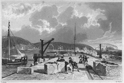 Devon Plymouth Breakwater From The West 1829 Old Antique Print Picture