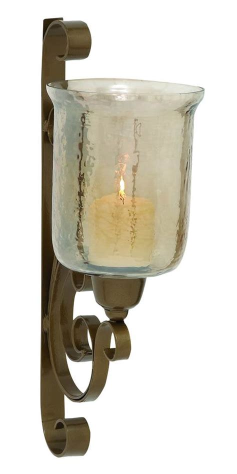 Adeco Iron And Glass Horizontal 5 Light Wall Hanging Candle Holder