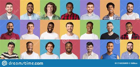 Composite Collage Of Happy Diverse Multicultural Men Stock Image