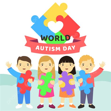 Puzzle Autism Day Vector Design Images Kids Holding Puzzle For World