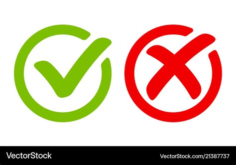Tick Cross Red And Green Symbols Check Mark Vector Im