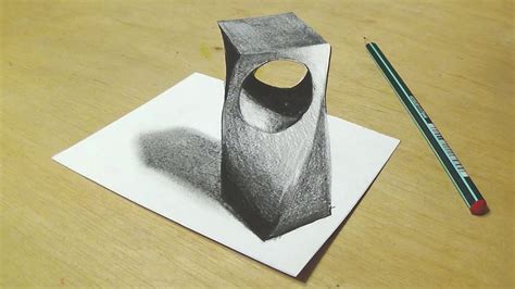 Drawing D Holey Object Trick Art With Graphite Pencils Cool Anamorphic Illusion Youtube