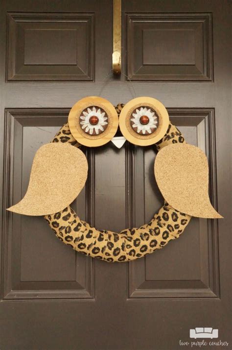 Whoos There Diy Owl Wreath Two Purple Couches