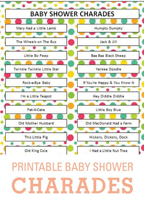 Baby Shower Charades Printable