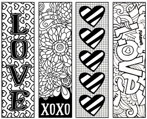 Valentine's Printable Bookmarks to Color | Valentines bookmarks