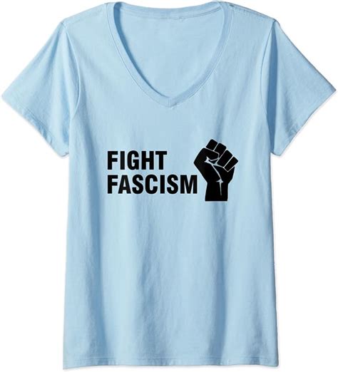 Womens Fight Fascism V Neck T Shirt Clothing