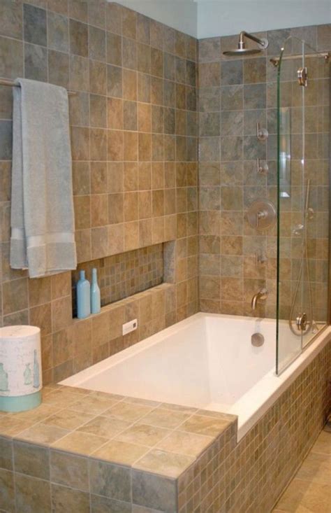 Subway tile is a classic choice for bathrooms, but just because it's a popular tile doesn't mean you have to go the standard route. 42 Pleasant Small Bathroom Shower With Tub Tile Design ...