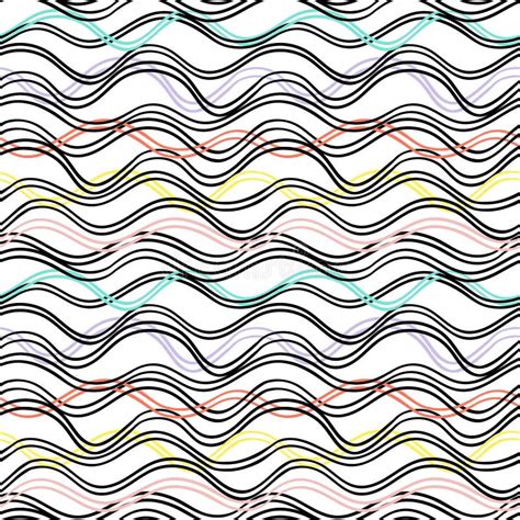 Vector Seamless Wavy Line Pattern Graphic Texture Hand Drawn
