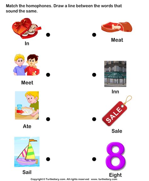This crucial stage of development in preschoolers needs to be supported by all possible means. Draw Line to Match the Homophones Worksheet - Turtle Diary