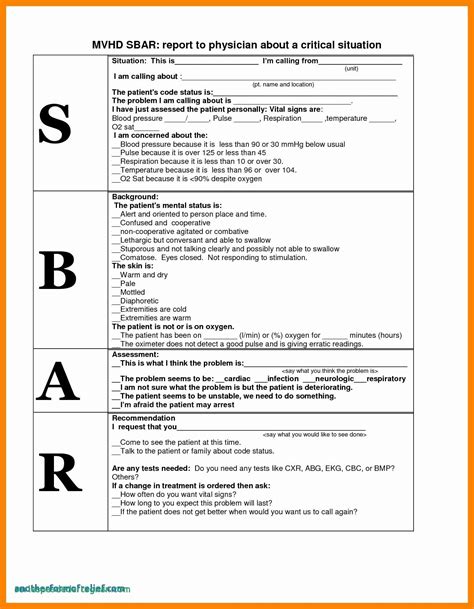 Sbar is an acronym for situation, background, assessment, recommendation. Sbar Report Inspirational Nursing Shift Report Template ...