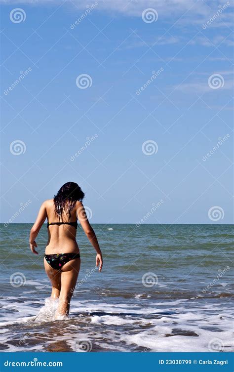 Girl On A Deserted Beach Stock Image Image Of Vacation