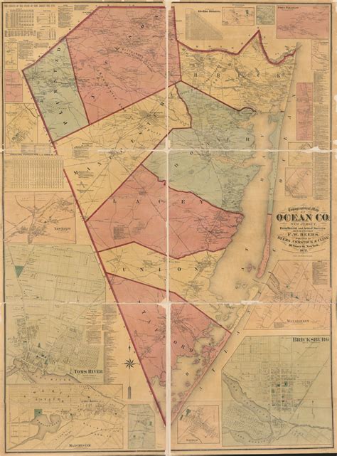 Topographical Map Of Ocean Co New Jersey From Recent And Actual