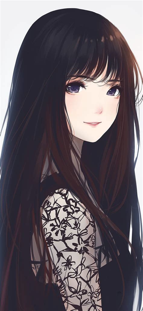 download beautiful anime girl black hair on itl cat