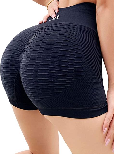 geometricpolka women s scrunch butt lifting booty yoga shorts ruched leggings high