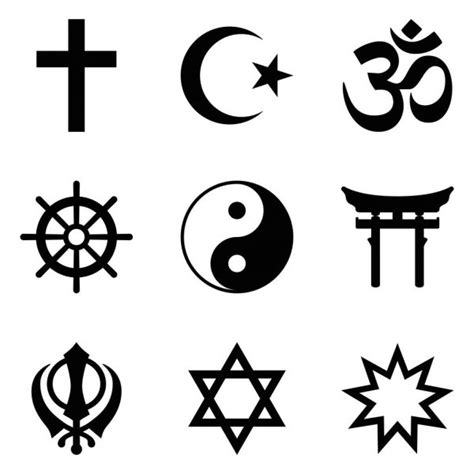 Nine Symbols Of World Religions And Major Religious Groups — Stock