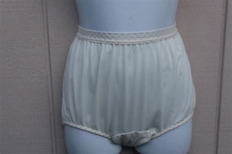 vintage panties nylon gusset brief panty white high waist full cut front back granny sissy