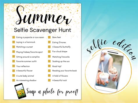 Summer Selfie Scavenger Hunt Photo Scavenger Hunt Etsy